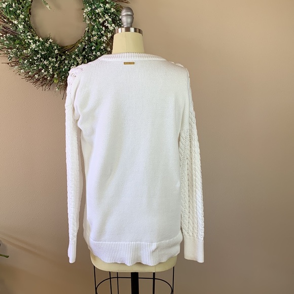 Michael Kors White Cable Knit Sweater - Size M - Picture 3 of 11